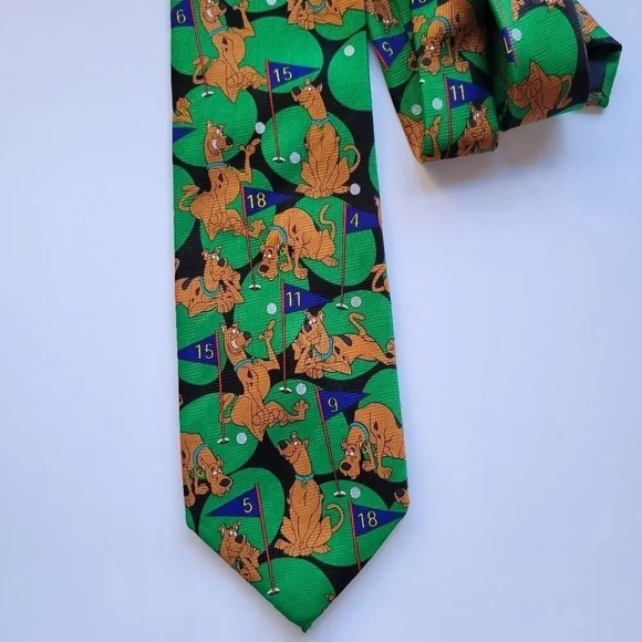 Cartoon Network Green Scooby-Doo Vintage 90s Golf Men's Tie Novelty Quirky - Picture 3 of 5